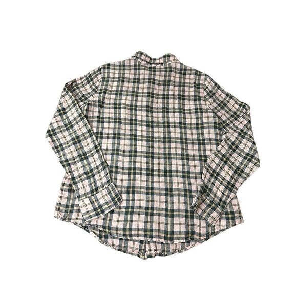 CP Shades Tunic Top Size Medium 100% Linen Plaid Button Front Long Sleeve Shirt - Picture 4 of 11